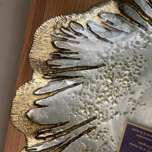 Artistic Accent Hand Decorated Glass Made In Turkey Green Gold Dish Bowl Decor - Picture 5 of 9